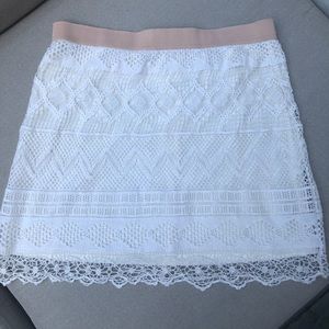 White Lace Skirt w/ Nude Elastic waist